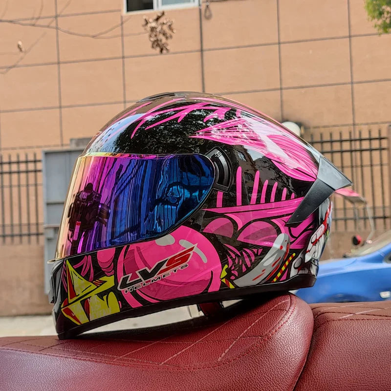 Casco da moto integrale da gara, certificato DOT, sistema a doppia visiera