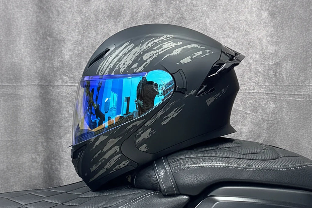 Motorcycle Helmet, Modular Flip-Up Design With Twin-Lens Shield, DOT Certified