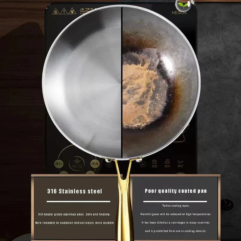 316 stainless steel frying pan with 7-layer design, 2 mm wall thickness and induction compatibility - Fioriscas