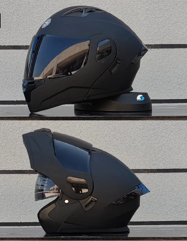 Modular Full-Face Motorcycle Helmet, Two-Lens Visor With Mesh Chin Guard, DOT Certified