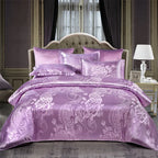 Set copripiumino in raso jacquard blu e oro Aurelume, da matrimoniale a king size super extra large