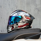 Casco da moto integrale da gara, certificato DOT, sistema a doppia visiera