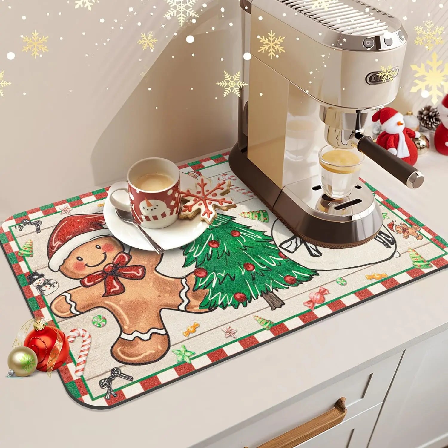 Kerstkeukenmat voor drogen & decoratieve doeleinden - Fioriscas