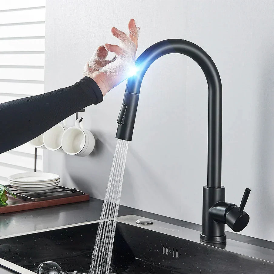 SmartTouch | Kitchen Faucet with Touch Sensor and Pull-Out Spray Head – Brushed Nickel