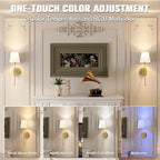 NovaGlow Dimmable LED Wall Sconces, Cordless 2-Pack