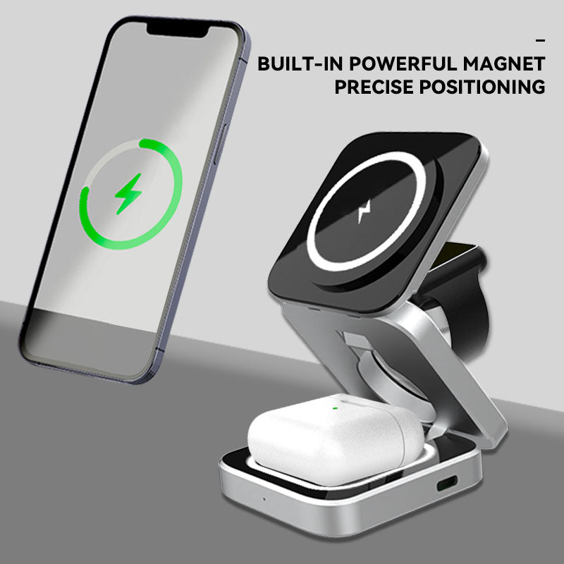 3-in-1 Magnetic Wireless Charging Stand for iPhone, AirPods, and Apple Watch