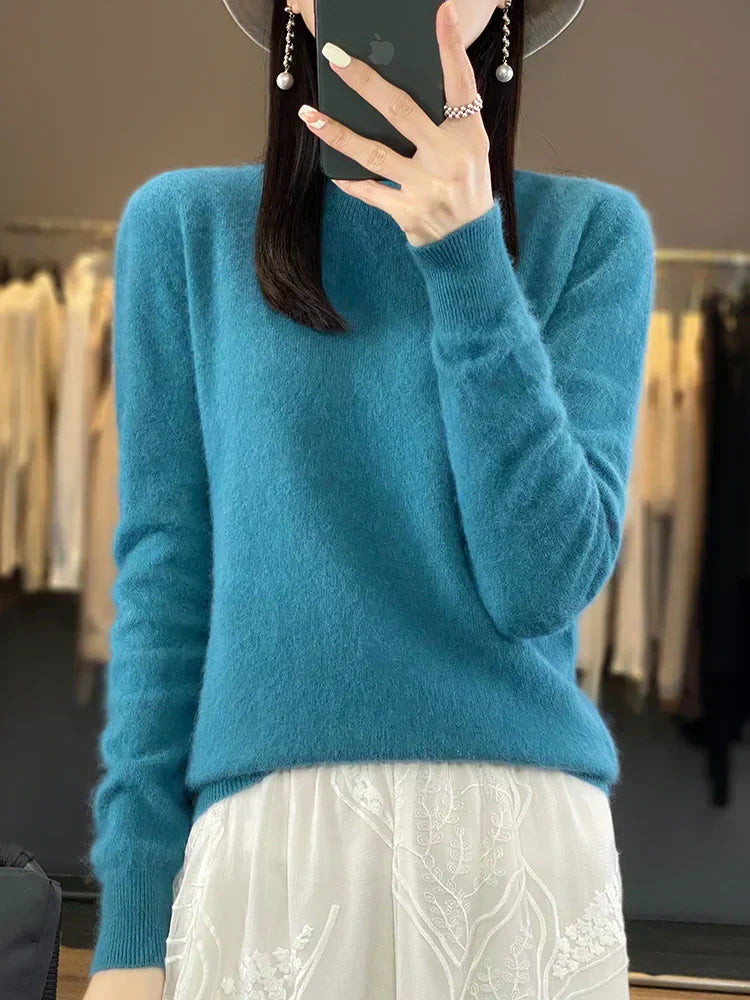 Lyria Women's 100% Cashmere Sweater, O-Neck, 10 Colors