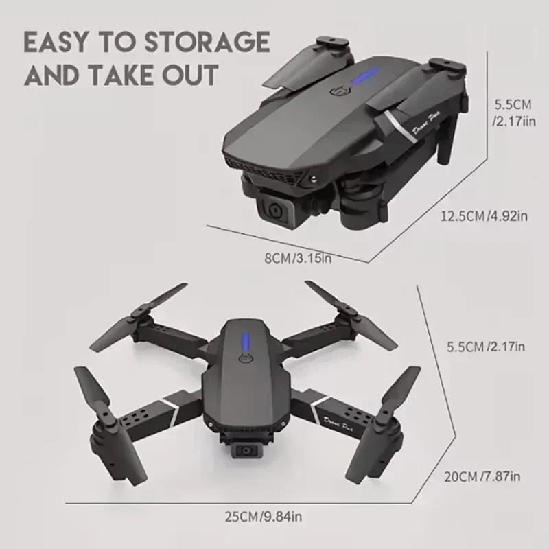 طائرة مسيّرة E88 Pro قابلة للطي مع WiFi وFPV وكاميرا عالية الدقة وتثبيت الارتفاع | Fioriscas