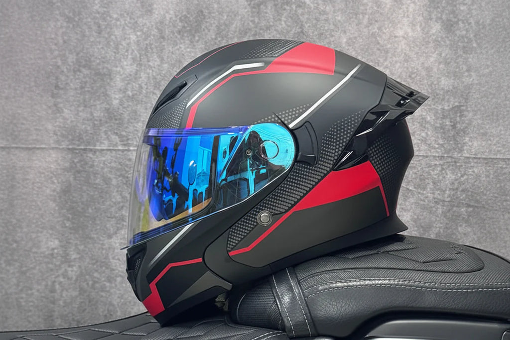 Motorcycle Helmet, Modular Flip-Up Design With Twin-Lens Shield, DOT Certified