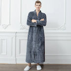 CozyNest varm flannel-morgenkåbe til gravide, ekstra lang pasform