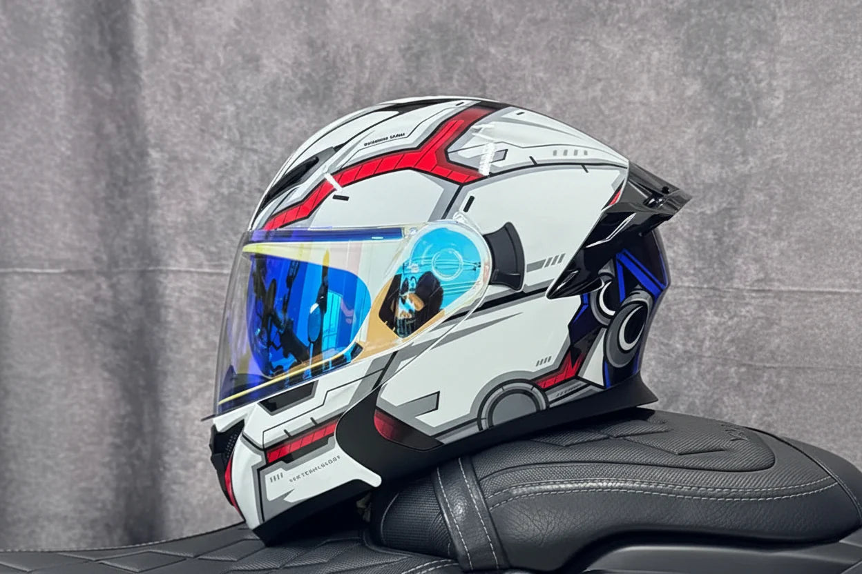 Motorcycle Helmet, Modular Flip-Up Design With Twin-Lens Shield, DOT Certified