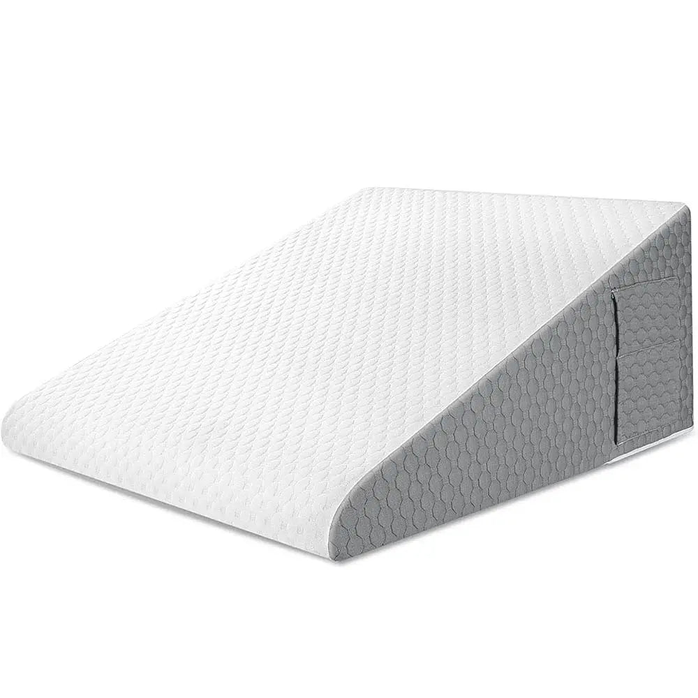 Almofada triangular em cunha para dormir com a parte superior elevada, com capa amovível e bolsos | Fioriscas