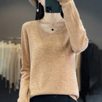 Slim-Fit V-Neck Sweater, Solara Australian Merino Wool For Women