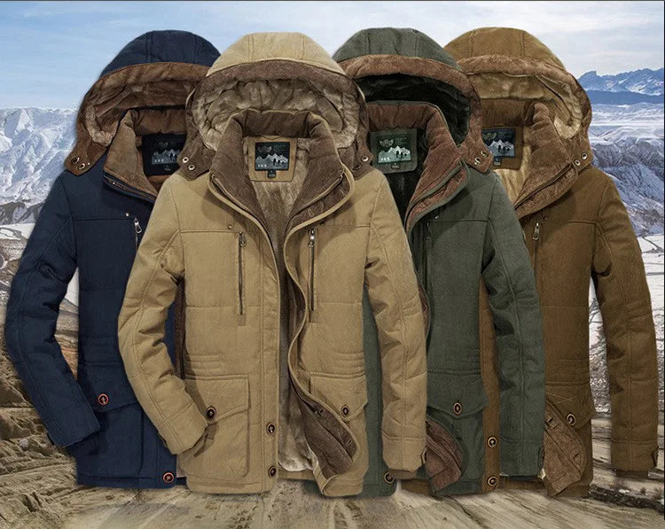 Parka imbottito da uomo ArdentVale, cappotto invernale foderato in morbido peluche