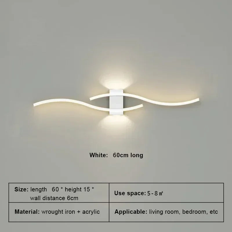 LED Wall Sconce with Double-Curve Design, Remote Control, Black & Gold
