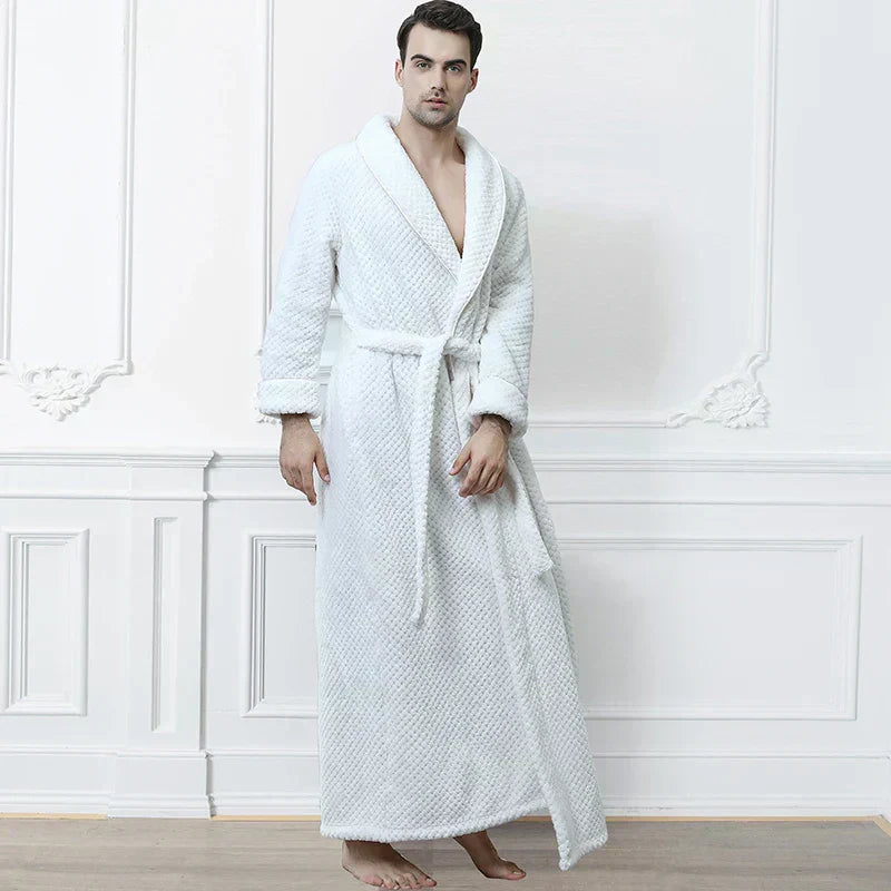 CozyNest varm flannel-morgenkåbe til gravide, ekstra lang pasform