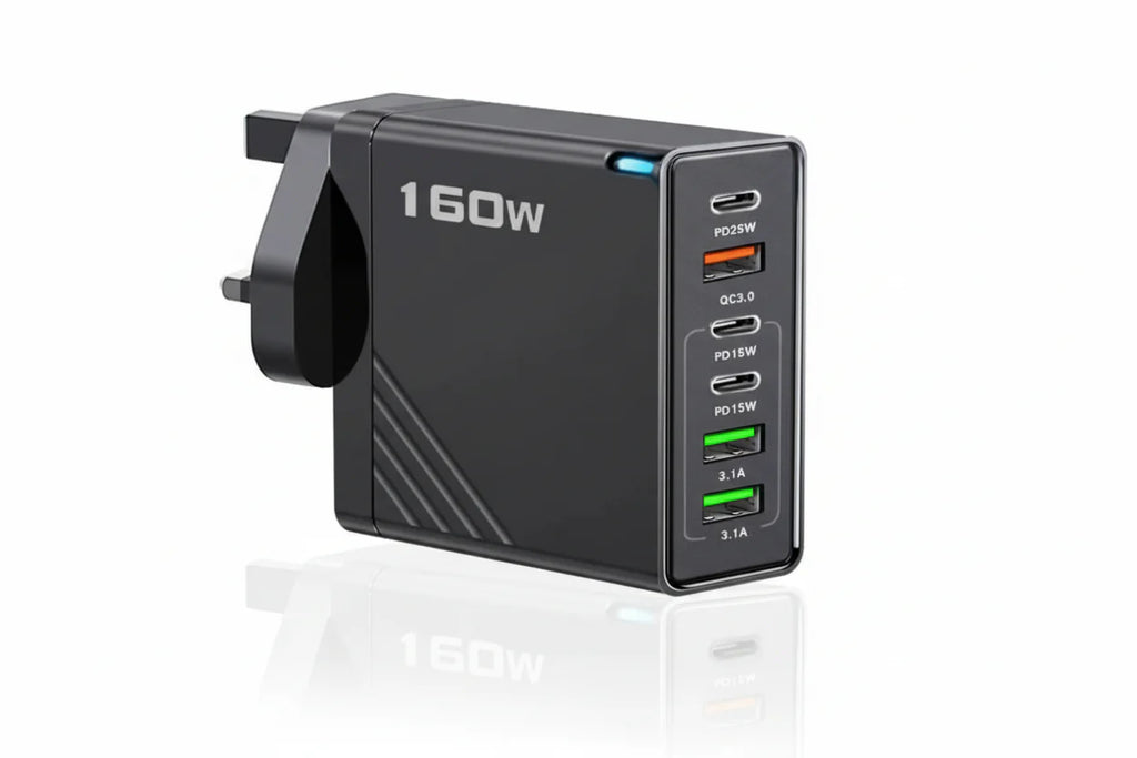160W USB-C Wall Charger, Six-Port Fast Charging Power Hub
