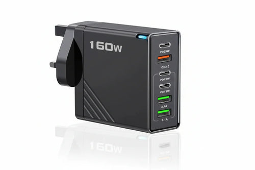 160W USB-C Wall Charger, Six-Port Fast Charging Power Hub