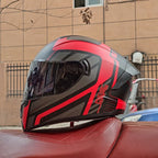 Casco da moto integrale da gara, certificato DOT, sistema a doppia visiera