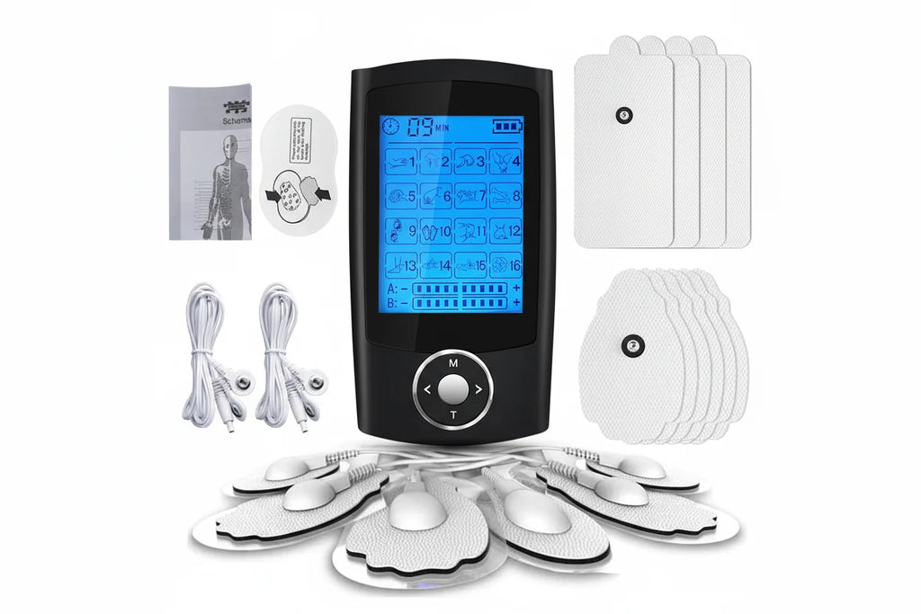Estimulador muscular TENS EMS com 16 modos e 10 níveis de intensidade para relaxamento | Fioriscas