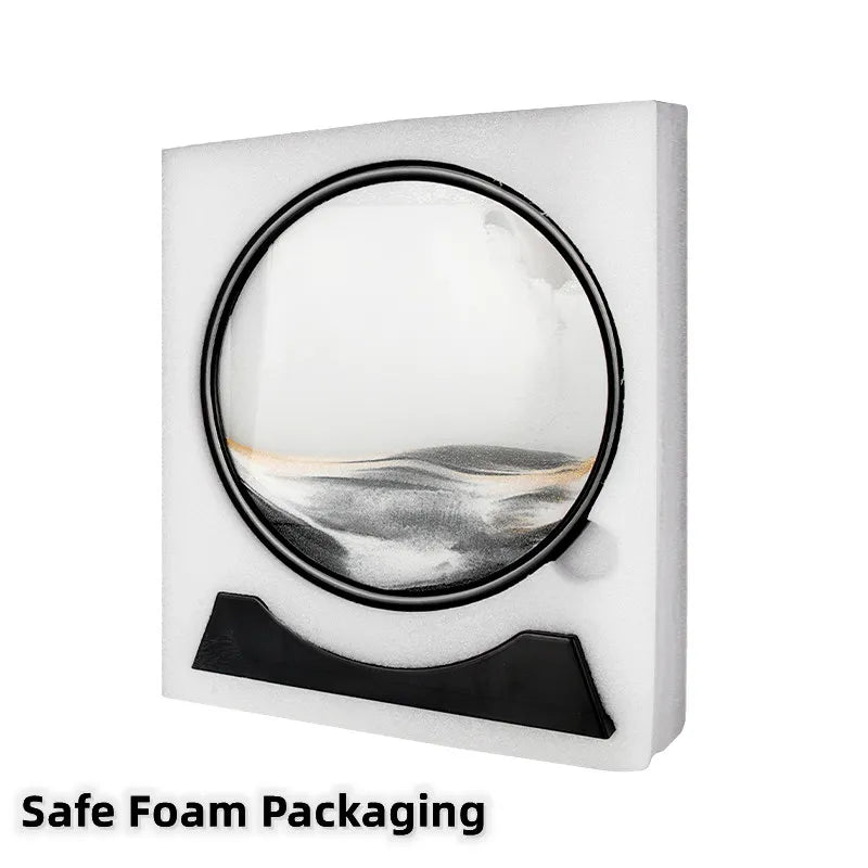 3D Kinetic Sand Hourglass With Flowing Color In Glass Frame