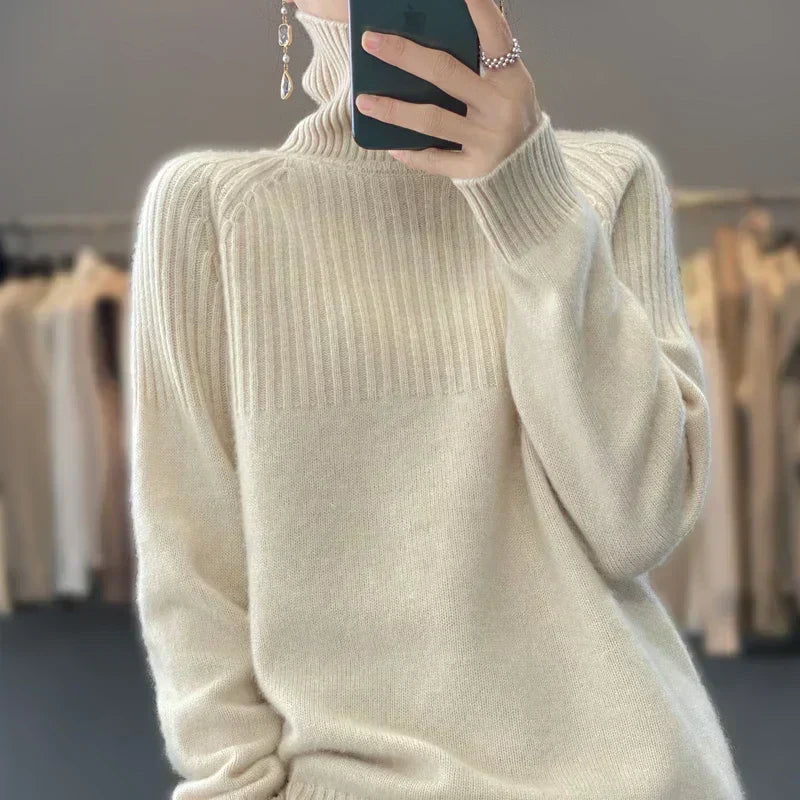 Wollpullover mit Rollkragen für Damen, Verda weicher warmer Strickpullover