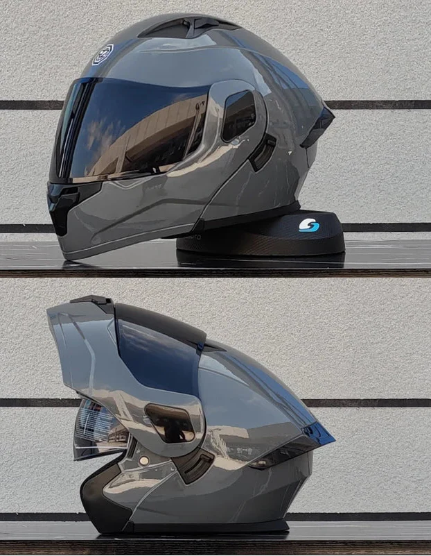 Modular Full-Face Motorcycle Helmet, Two-Lens Visor With Mesh Chin Guard, DOT Certified