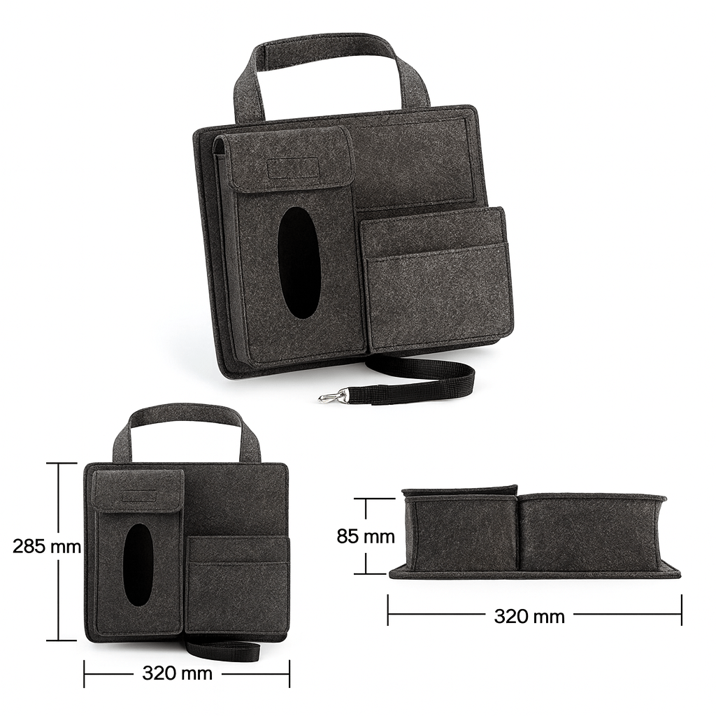Universally fitting car seat organizer with 4 storage pockets - Fioriscas