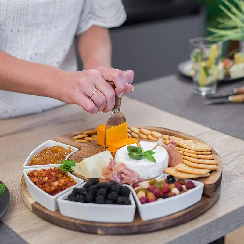 Premium charkbrädeset i akaciaträ för servering och underhållning - Fioriscas