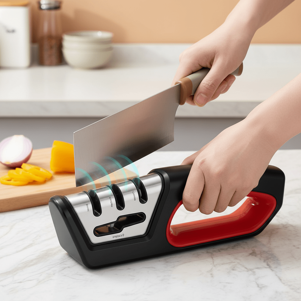 4-in-1 Knife Sharpener & Scissor Polisher - Ergonomic Kitchen Tool - Fioriscas