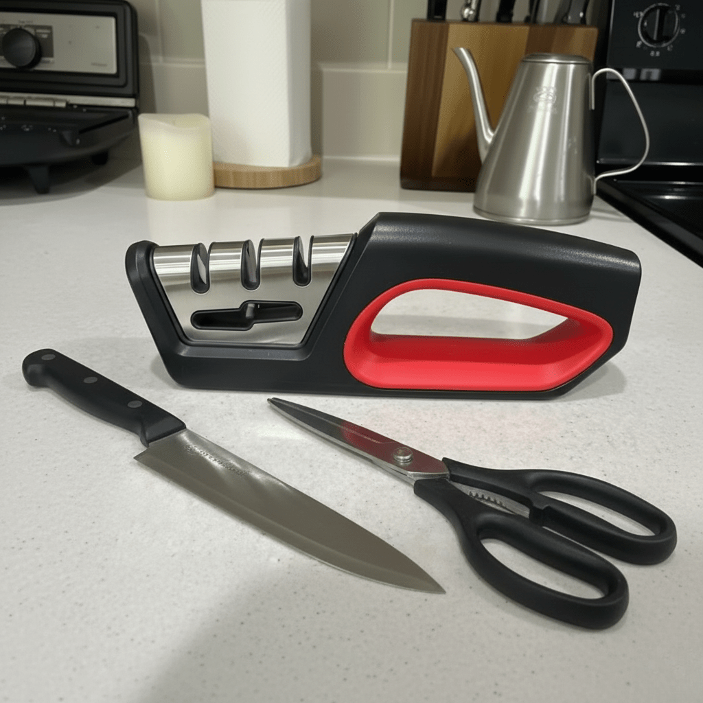 4-in-1 Knife Sharpener & Scissor Polisher - Ergonomic Kitchen Tool - Fioriscas