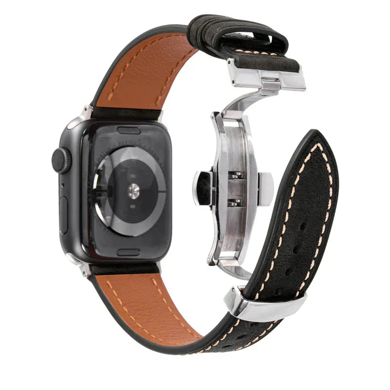 Luxevo Læderrem til Apple Watch, Sommerfuglelås, Ægte Læder