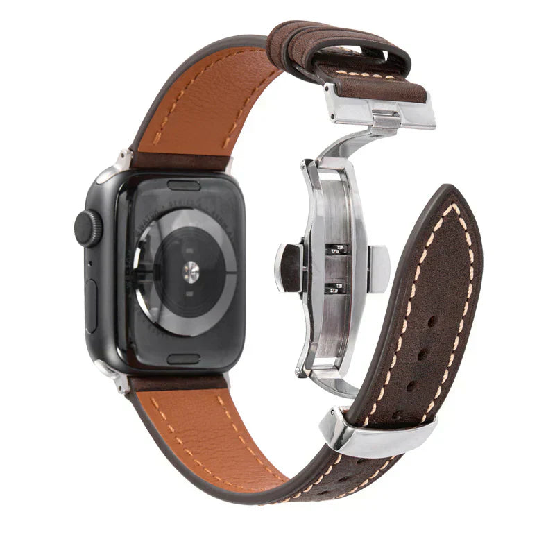 Luxevo Læderrem til Apple Watch, Sommerfuglelås, Ægte Læder