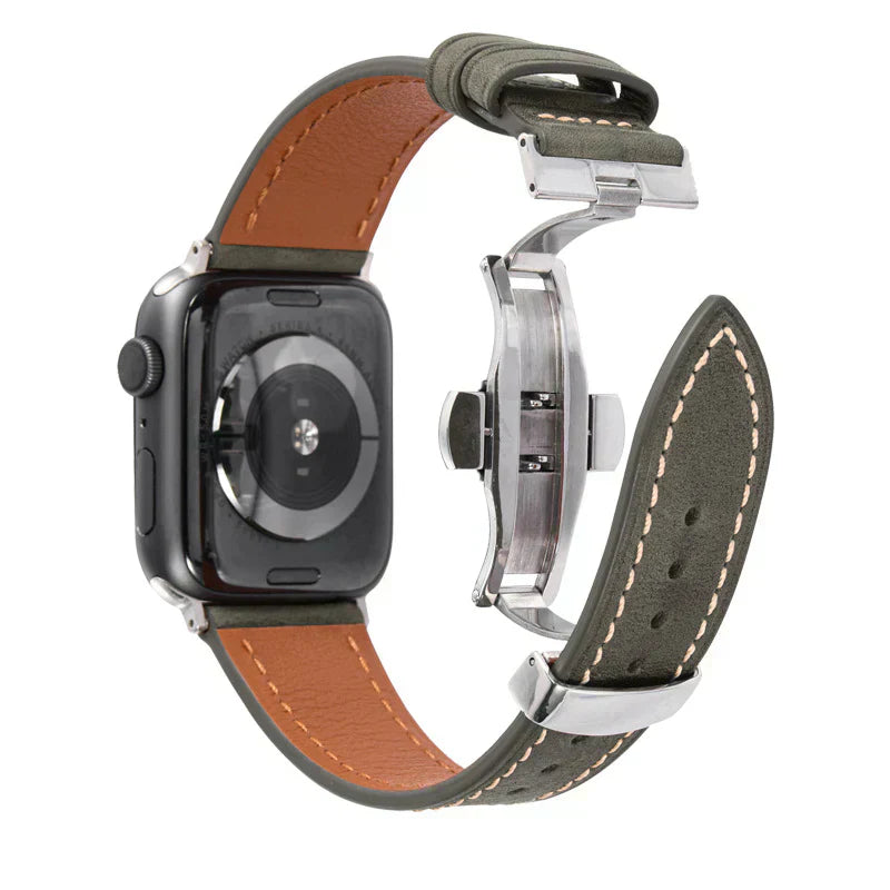 Luxevo Læderrem til Apple Watch, Sommerfuglelås, Ægte Læder