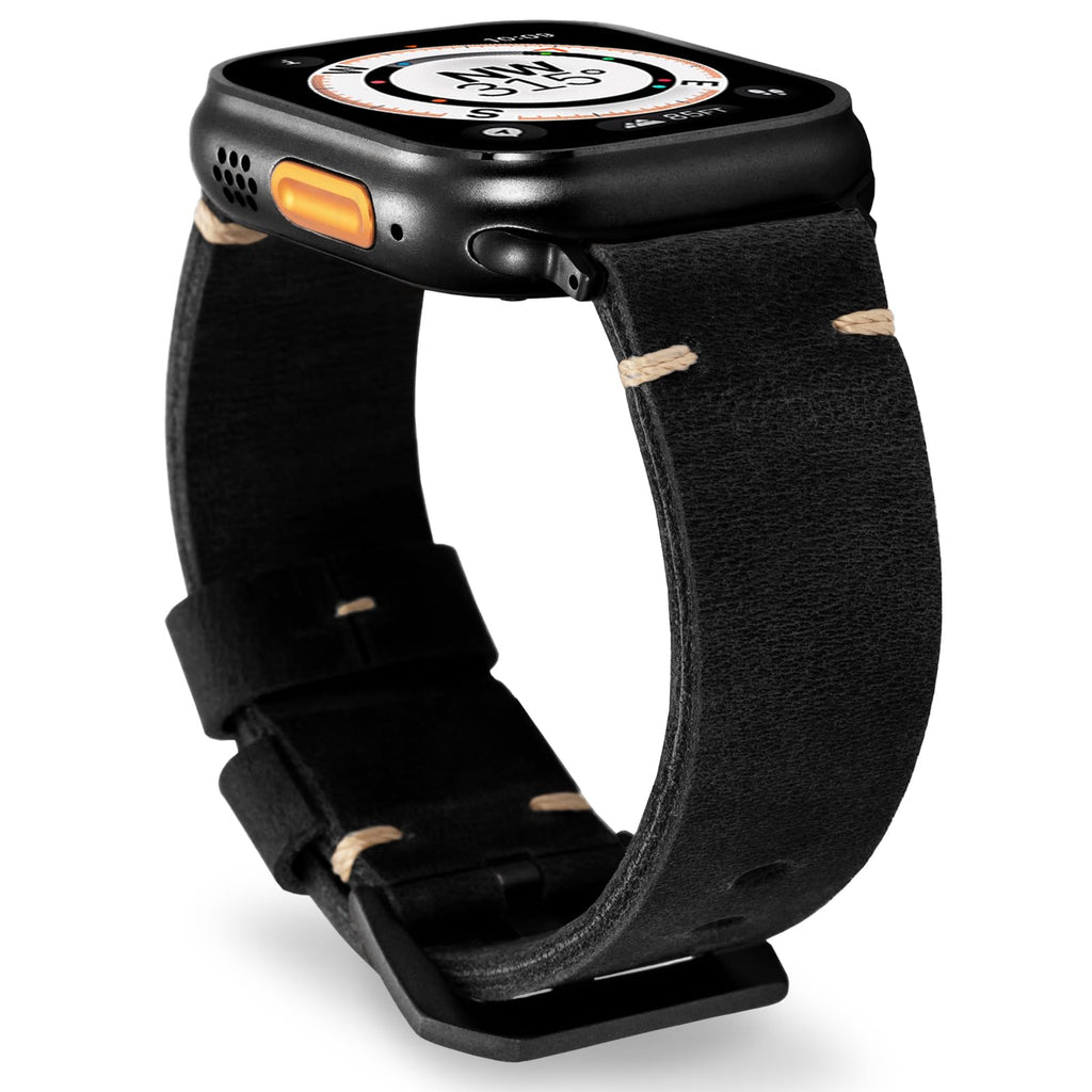 Marlowe Leather Apple Watch Band, Vintage Patina Style, Hand-Stitched
