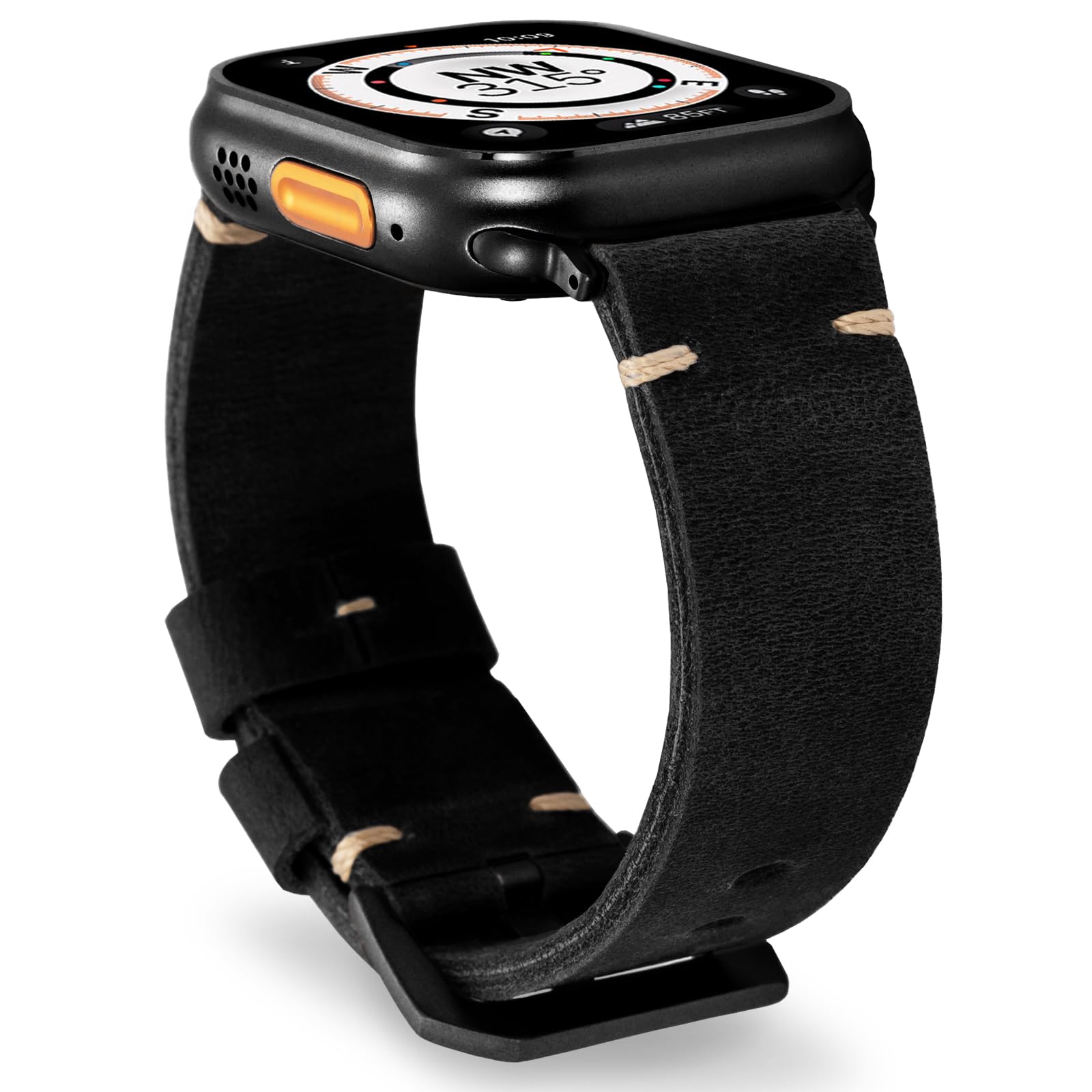 Marlowe Leather Apple Watch Band, Vintage Patina Style, Hand-Stitched