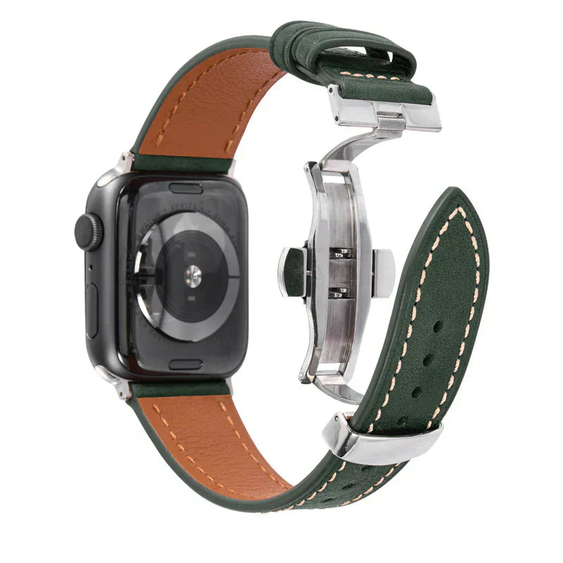 Luxevo Læderrem til Apple Watch, Sommerfuglelås, Ægte Læder