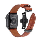 Luxevo Læderrem til Apple Watch, Sommerfuglelås, Ægte Læder