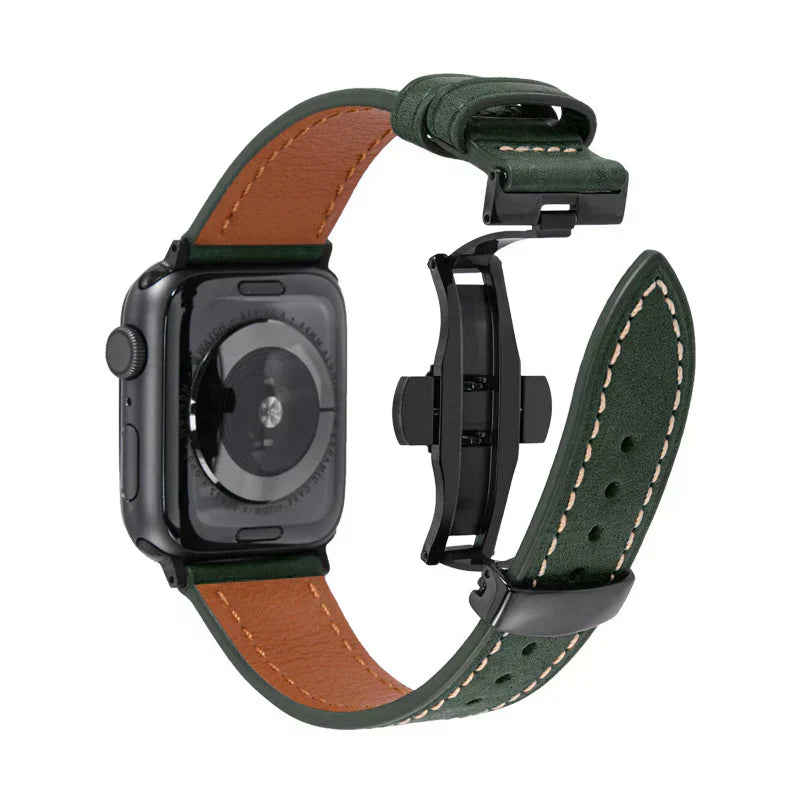 Luxevo Læderrem til Apple Watch, Sommerfuglelås, Ægte Læder