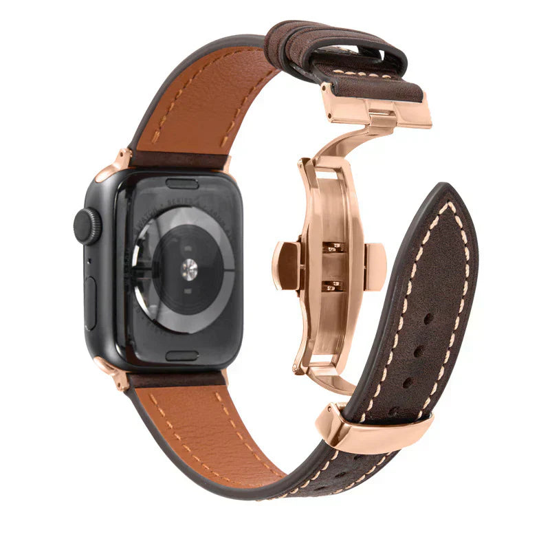 Luxevo Læderrem til Apple Watch, Sommerfuglelås, Ægte Læder