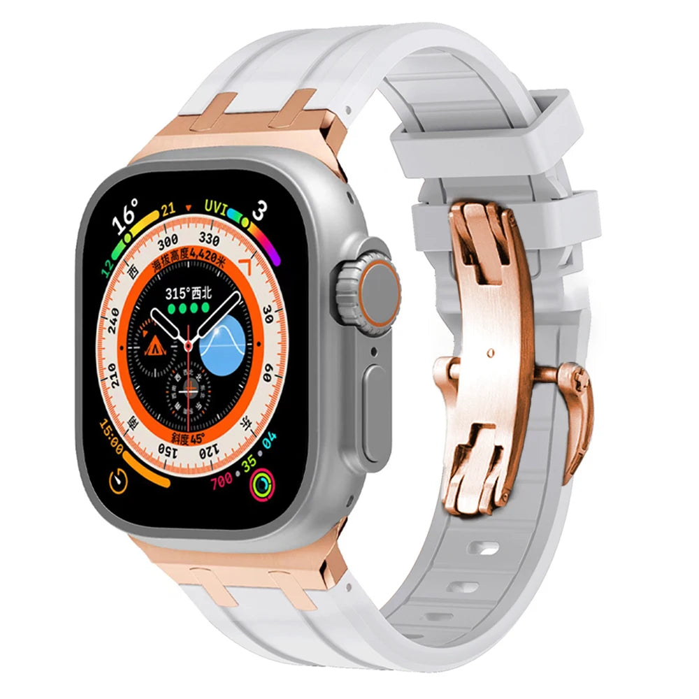 Novara Silicone Apple Watch Band With Titanium Adapter & Butterfly Clasp