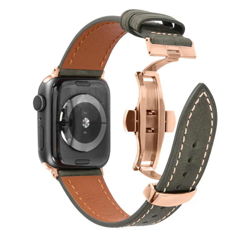 Luxevo Læderrem til Apple Watch, Sommerfuglelås, Ægte Læder
