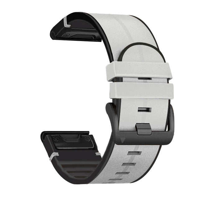 Averin läder-silikon hybridarmband för Garmin Fenix 8, 7X, 7, 5X, 5, 6