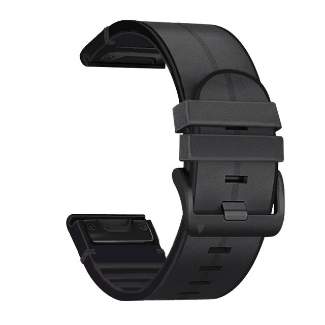 Averin läder-silikon hybridarmband för Garmin Fenix 8, 7X, 7, 5X, 5, 6