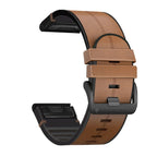 Averin läder-silikon hybridarmband för Garmin Fenix 8, 7X, 7, 5X, 5, 6