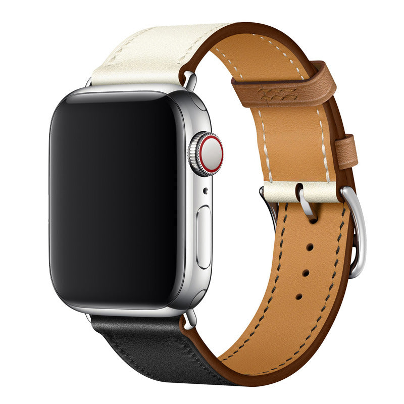 Bracelet Apple Watch en cuir véritable Marvelle, bande cousue main, 38-49 mm