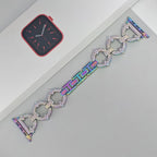 Błyszcząca bransoleta ze stali nierdzewnej z ogniwami w kształcie diamentu do Apple Watch
