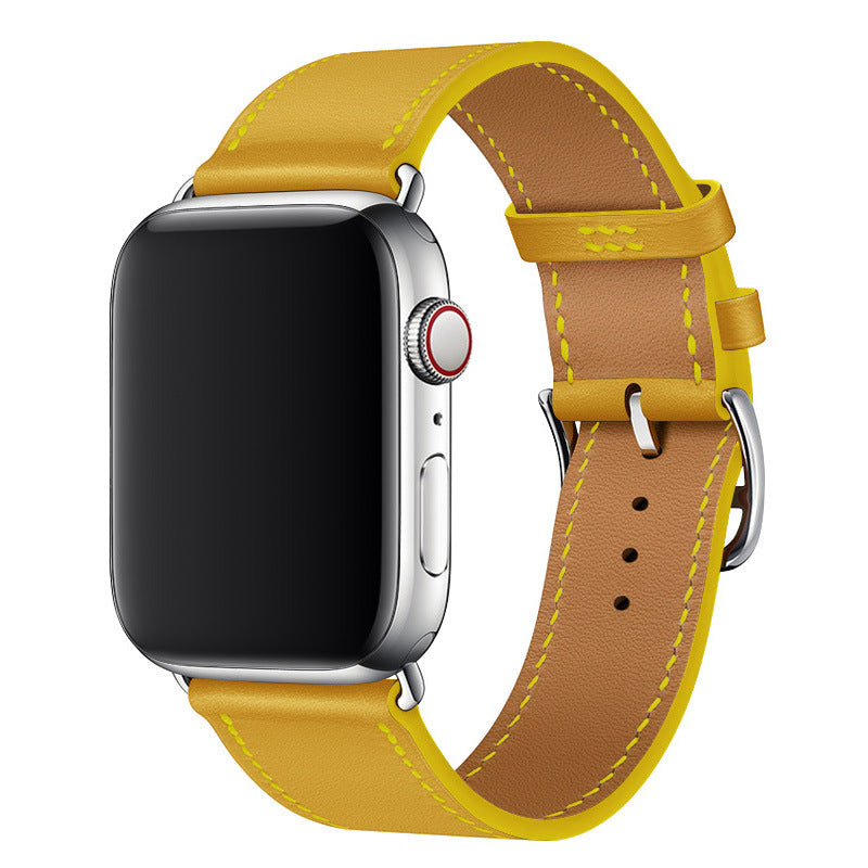 Bracelet Apple Watch en cuir véritable Marvelle, bande cousue main, 38-49 mm