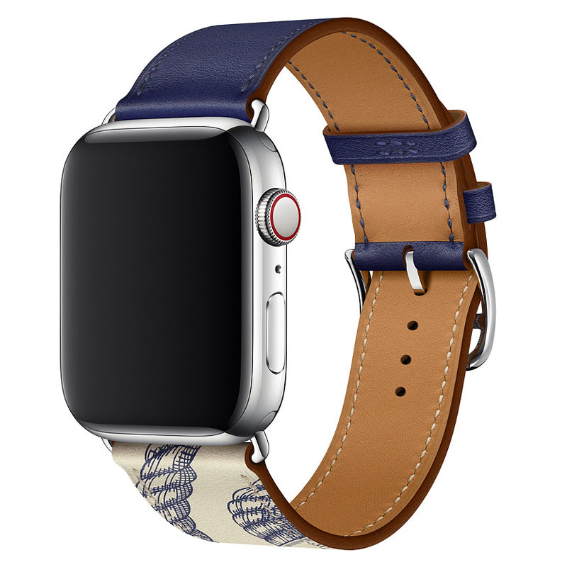 Bracelet Apple Watch en cuir véritable Marvelle, bande cousue main, 38-49 mm