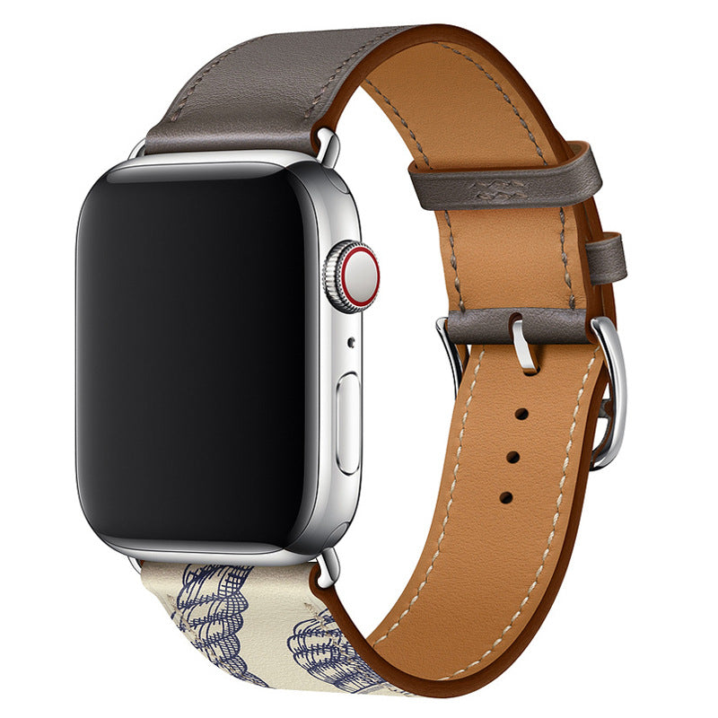 Bracelet Apple Watch en cuir véritable Marvelle, bande cousue main, 38-49 mm